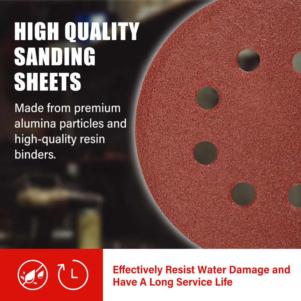 TOPEX 125mm Orbital Sanding Discs Oxide Sandpaper Sanding Paper Pads Abrasive Sheet Hook&Loop Mixed Grits Coarse Accessories TOPEX Sanders