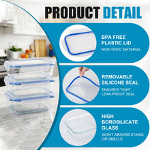 Load image into Gallery viewer, Stelive 5 Pack Glass Storage Food Containers, Glass Meal Prep Containers, Airtight Lunch Bento Boxes with Snap Locking Leakproof Lids, Reusable for Microwave