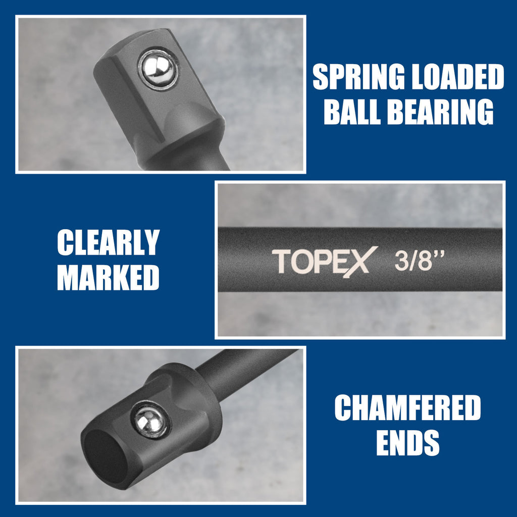 TOPEX 13-piece 1/4" Impact Socket Adapter Set Socket Bit Adapters Extension Bar Set