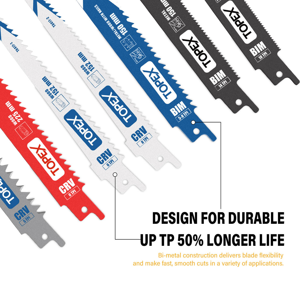 TOPEX 34 Piece Reciprocating Saw Blades, Premium Sawzall Blades for Metal and Wood cutting