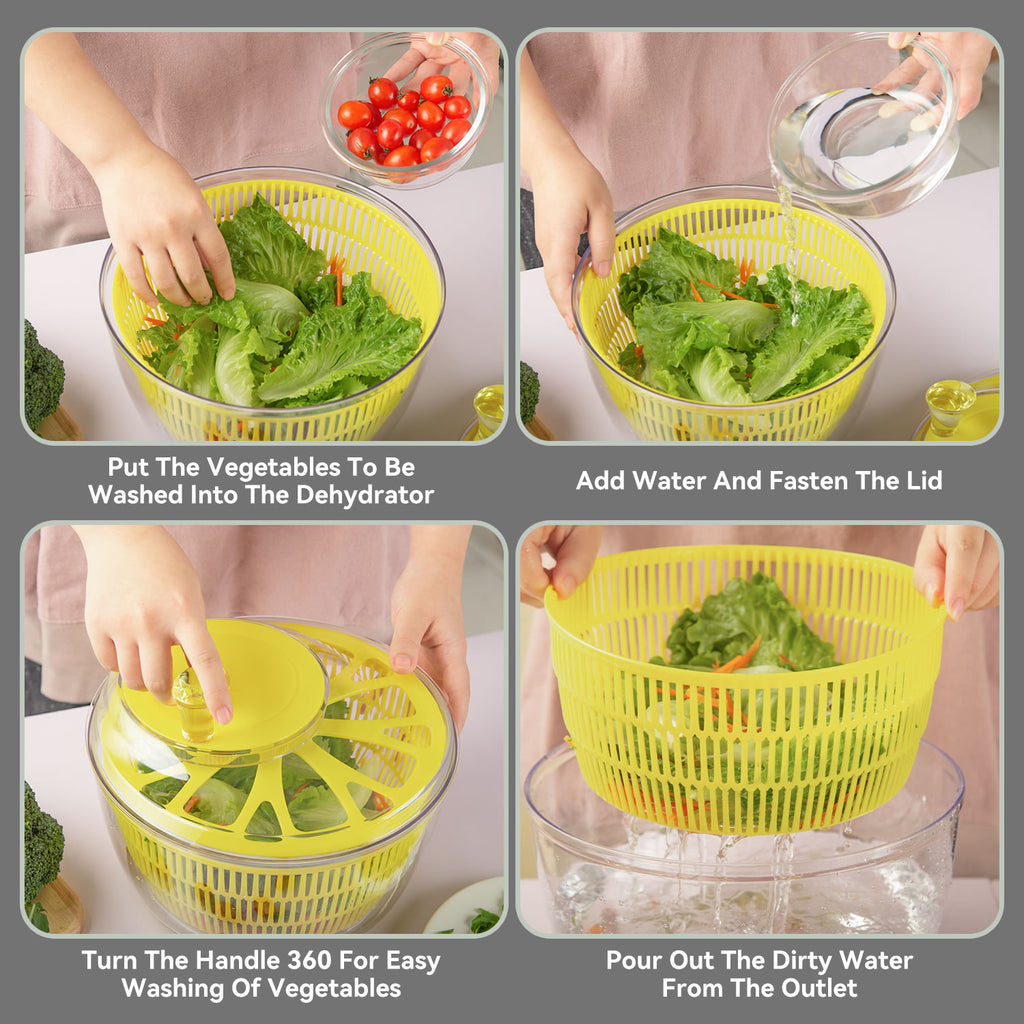 Stelive 11-IN-1 Salad Slicer Salad Spinner Vegetable Chopper Food Choppers Vegetable Slicer Fruit Cutter Food Dicer with Container Hand Guard (Yellow)