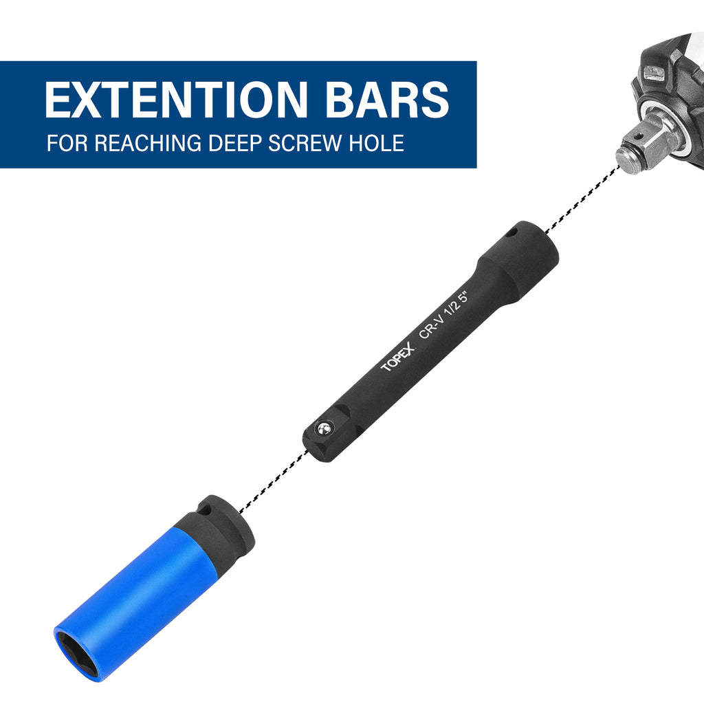 TOPEX 16-piece Socket Adaptor& Extension Bar Set
