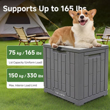Load image into Gallery viewer, Yarvana Indoor/Outdoor Storage Box 30 Gal/113L with Lockable Lid Ottoman Chair Seat for Toys, Gardening Tools, Waterproof and UV Resistant, Gray
