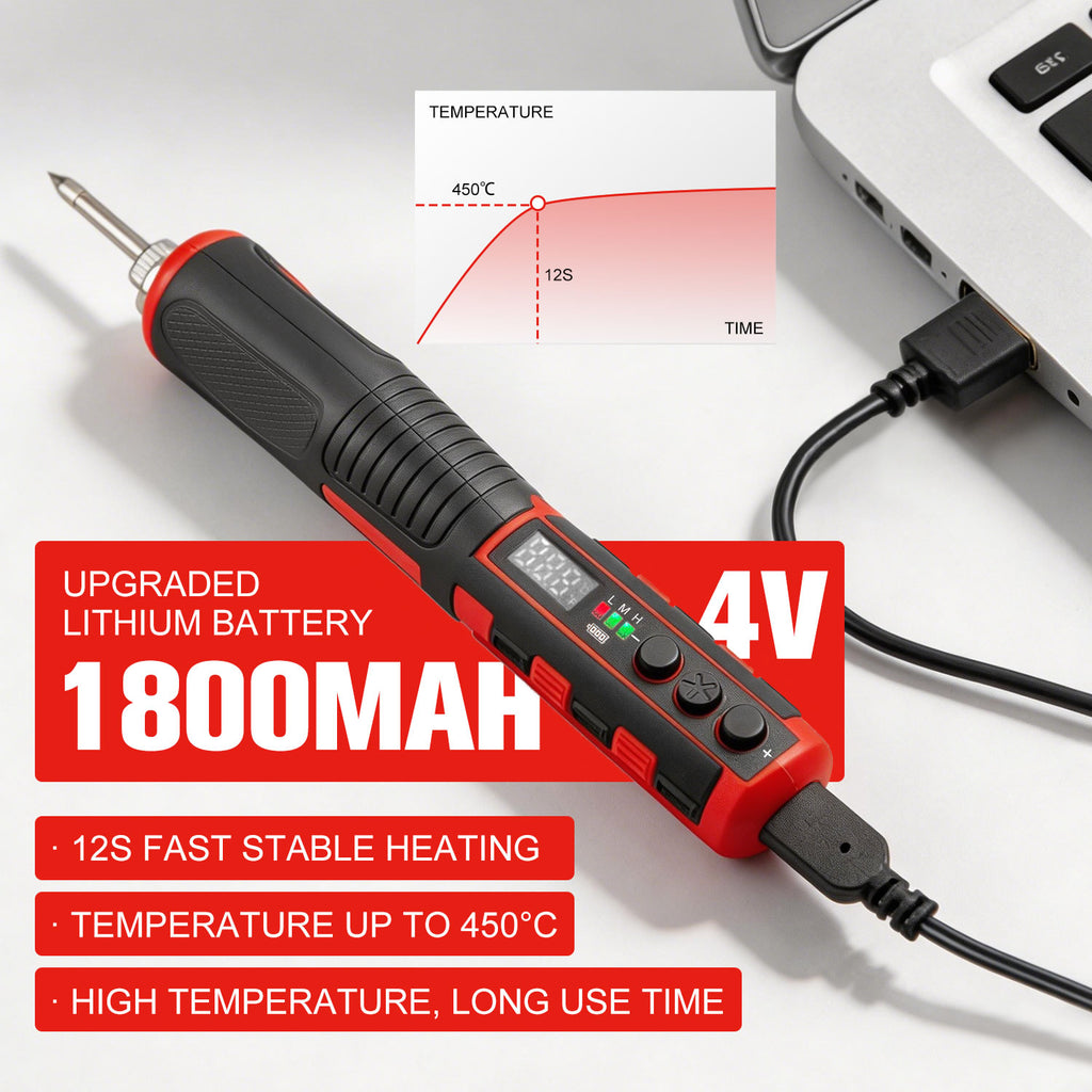 TOPEX 4V Max Cordless Soldering Iron, Cordless Soldering Iron Kit, 12 Second Quick Heat Up, with Rechargeable Lithium-Ion Battery, for Electronics