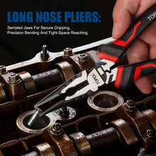 Load image into Gallery viewer, TOPEX 4 Piece Pliers Set (190 mm Diagonal Cutters, 200 mm Combination Pliers, 200 mm Long Nose Pliers, 250 mm Water Pump Pliers) for Demanding Tasks &amp; Home Use