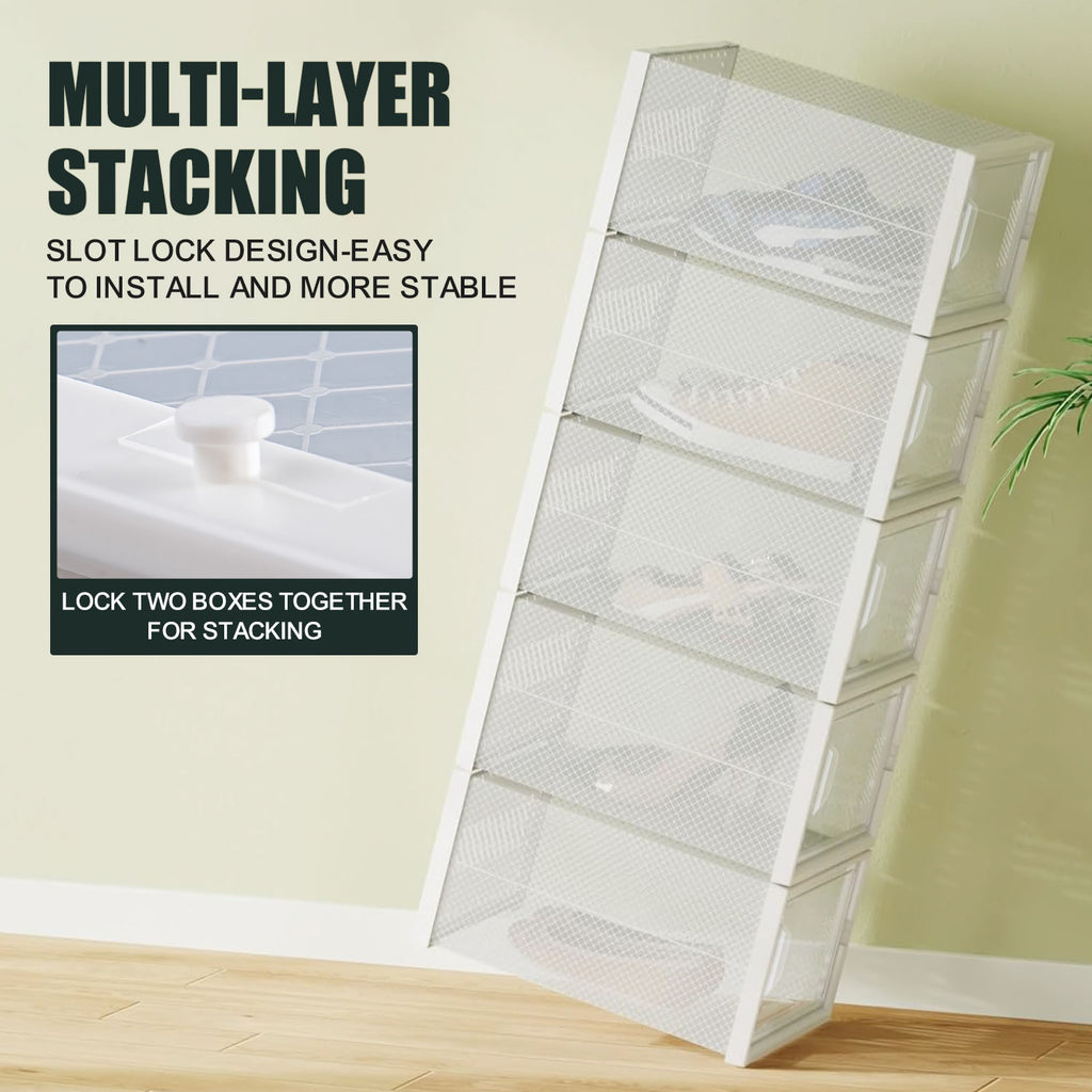 Stelive 12PCS Shoe Display Box Shoe Box Storage Containers Stackable Shoe Storage Box 33x25.4x18.6cm