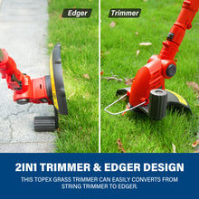 Load image into Gallery viewer, TOPEX 20V Cordless Lawn Grass Line Trimmer 2 in 1 Whipper Snipper with 10 Blades
