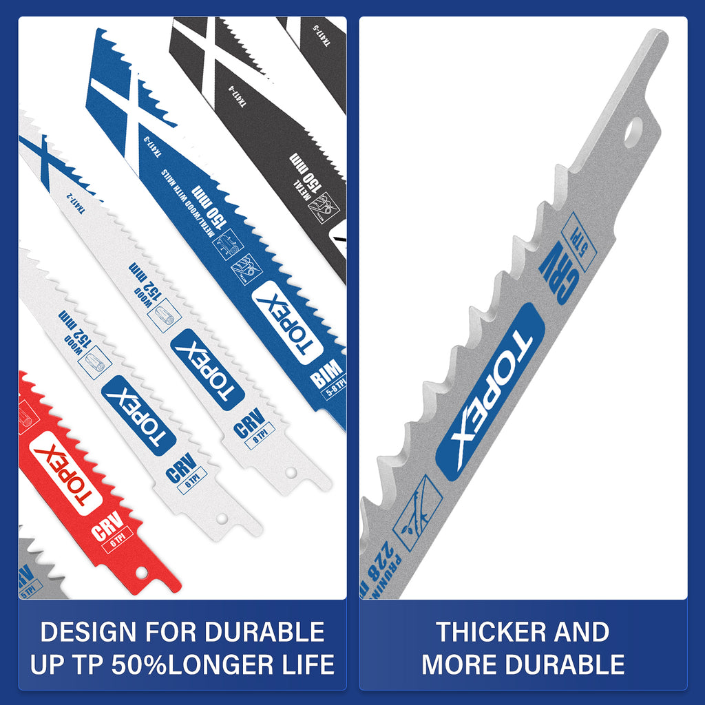 TOPEX 920W Reciprocating Saw w/ 34 Pcs Blades  Quickly Cut Depth in Wood and Metal Cutting