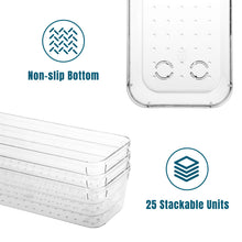 Load image into Gallery viewer, Stelive 25 PCS Clear Plastic Drawer Organisers Set, 4-Size Versatile Bathroom and Vanity Organiser Trays, Non-Slip Storage Containers &amp; Bins