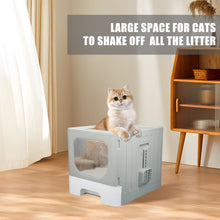 Load image into Gallery viewer, truepal Foldable Cat Litter Box/Basin Pet Toilet Anti-splashing Top Exit Cat Box With Scoop Grey