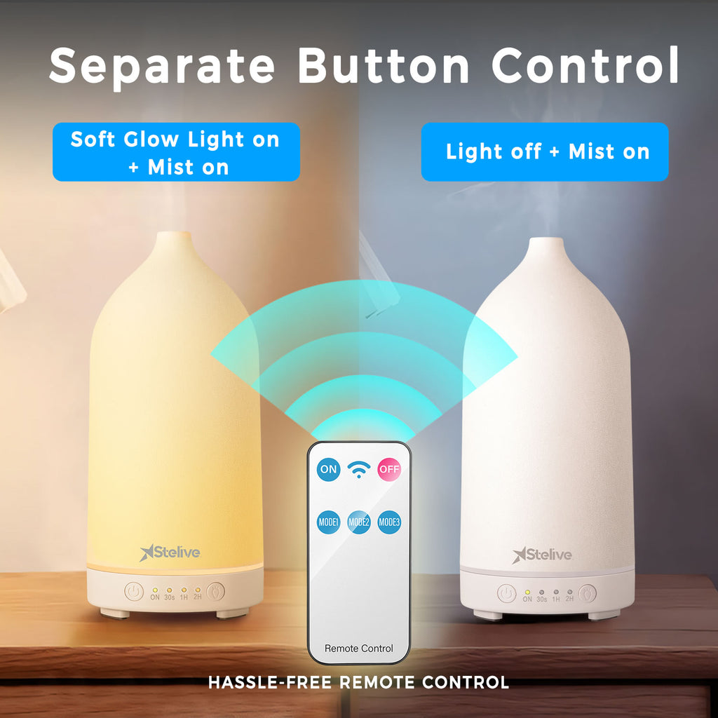Stelive Essential Oil Diffuser, Ultrasonic Aromatherapy Diffuser 200ML, Aroma Diffuser with 4 white indicator lights, humidifying benefits, for Home or Office