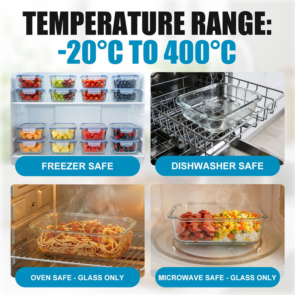 Stelive 5 Pack Glass Storage Food Containers, Glass Meal Prep Containers, Airtight Lunch Bento Boxes with Snap Locking Leakproof Lids, Reusable for Microwave