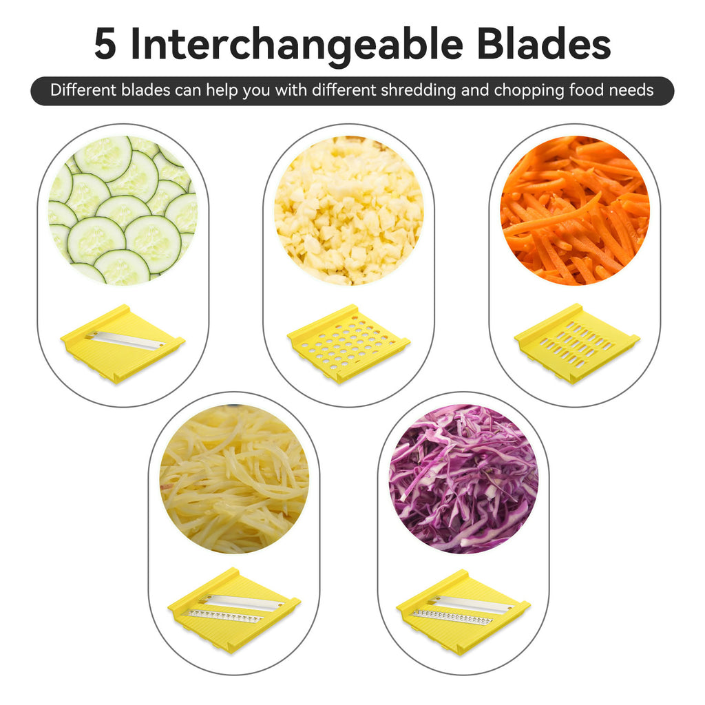 Stelive 11-IN-1 Salad Slicer Salad Spinner Vegetable Chopper Food Choppers Vegetable Slicer Fruit Cutter Food Dicer with Container Hand Guard (Yellow)