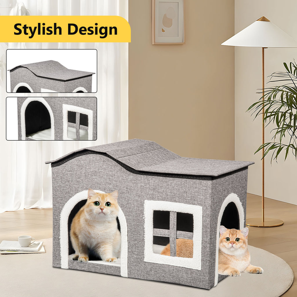 truepal Foldable Cat House Cat Cave Calming Cat Bed for Indoor Cats Washable Cat Condo with Window & Doorway Anti-tip Reinforced Design Suitable for Cats & Kittens (XL Size)
