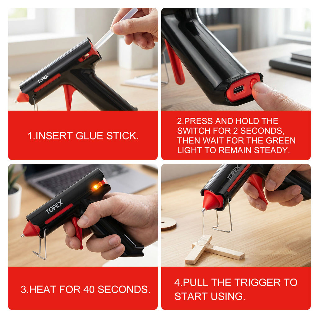 TOPEX 4V Max Cordless Glue Gun Soldering Iron Twin Kit with Adaptor Accessories