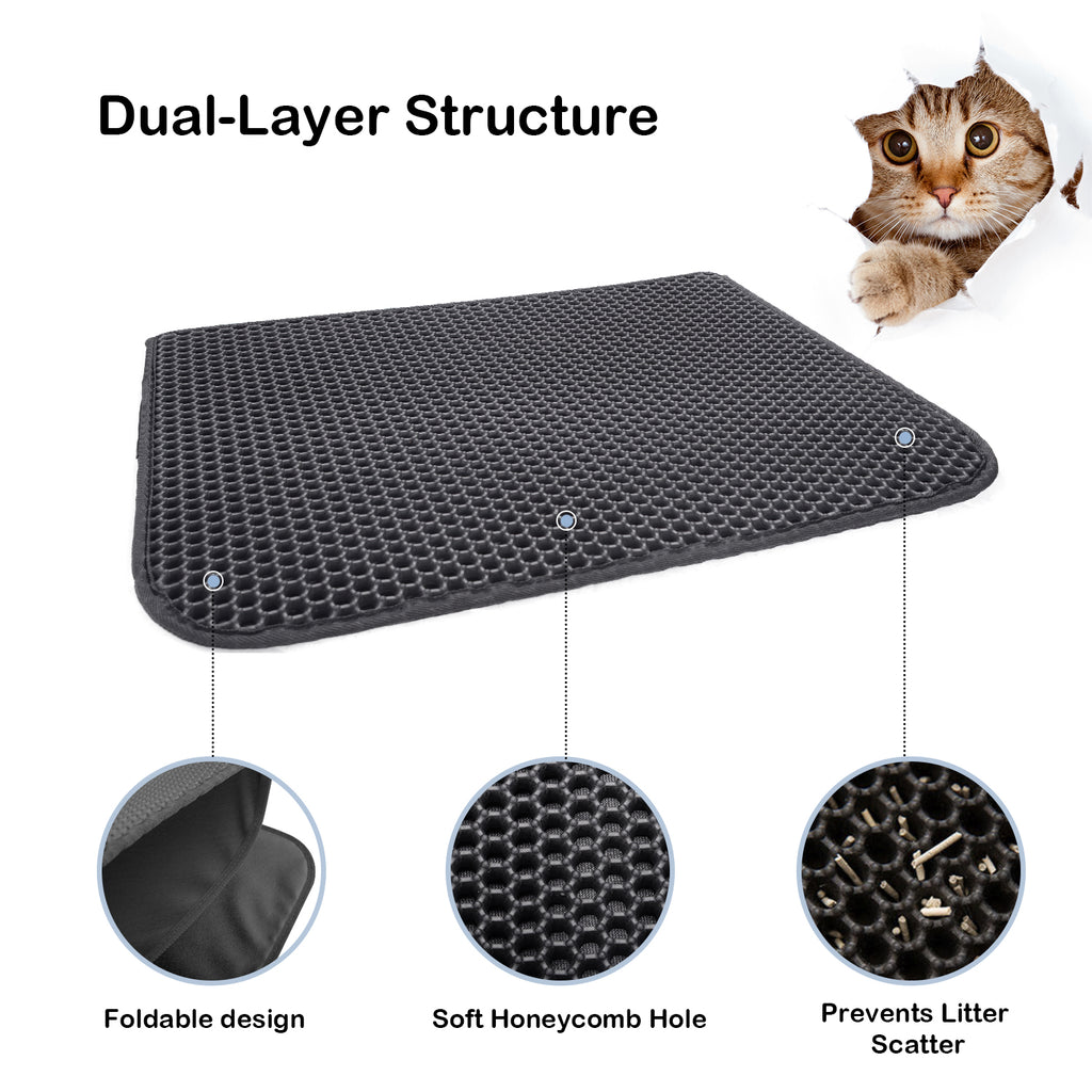 truepal Pink Double-Layer Cat Litter Mat 65 x 45cm Waterproof Trapper Foldable Pad Pet Rug