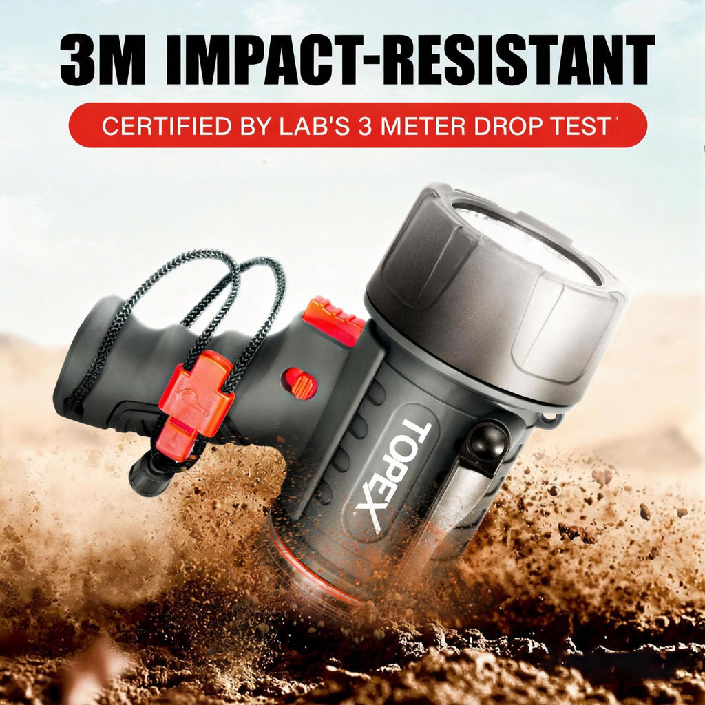 TOPEX Rechargeable Spotlight with 1000 Lumen Cree LED, IP67 Waterproof Handheld Flashlight Searchlight with Detachable Red Light Filter