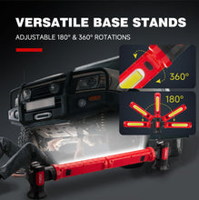 Load image into Gallery viewer, TOPEX 2 Pack Rechargeable Work Light, 2000 Lumens Magnetic LED Work Light with Hooks, 360° Rotation 3 Modes Light &amp; 1/4" Thread for Car Repair