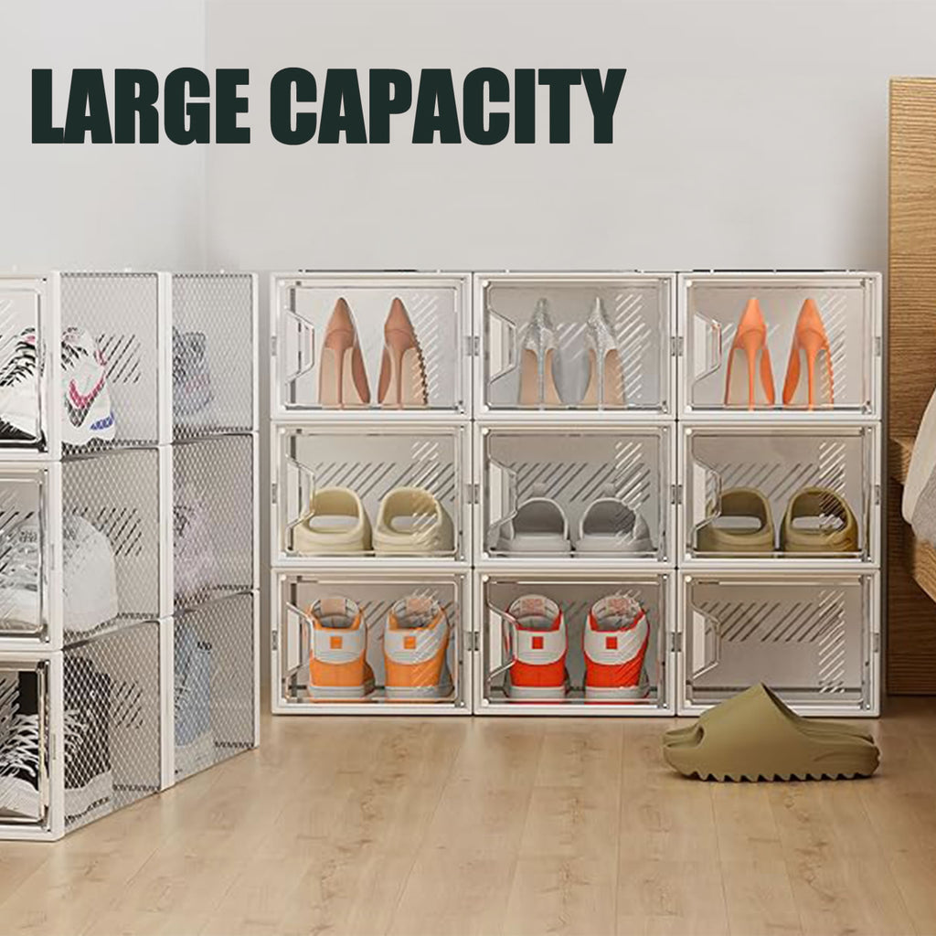 Stelive 12PCS Shoe Display Box Shoe Box Storage Containers Stackable Shoe Storage Box 33x25.4x18.6cm