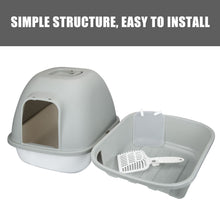 Load image into Gallery viewer, truepal Cat Litter Box Front Entry With Lid Fully Enclosed, Anti-splashing Kitty Pet Toliet Box With Scoop,532x410x406mm,Grey