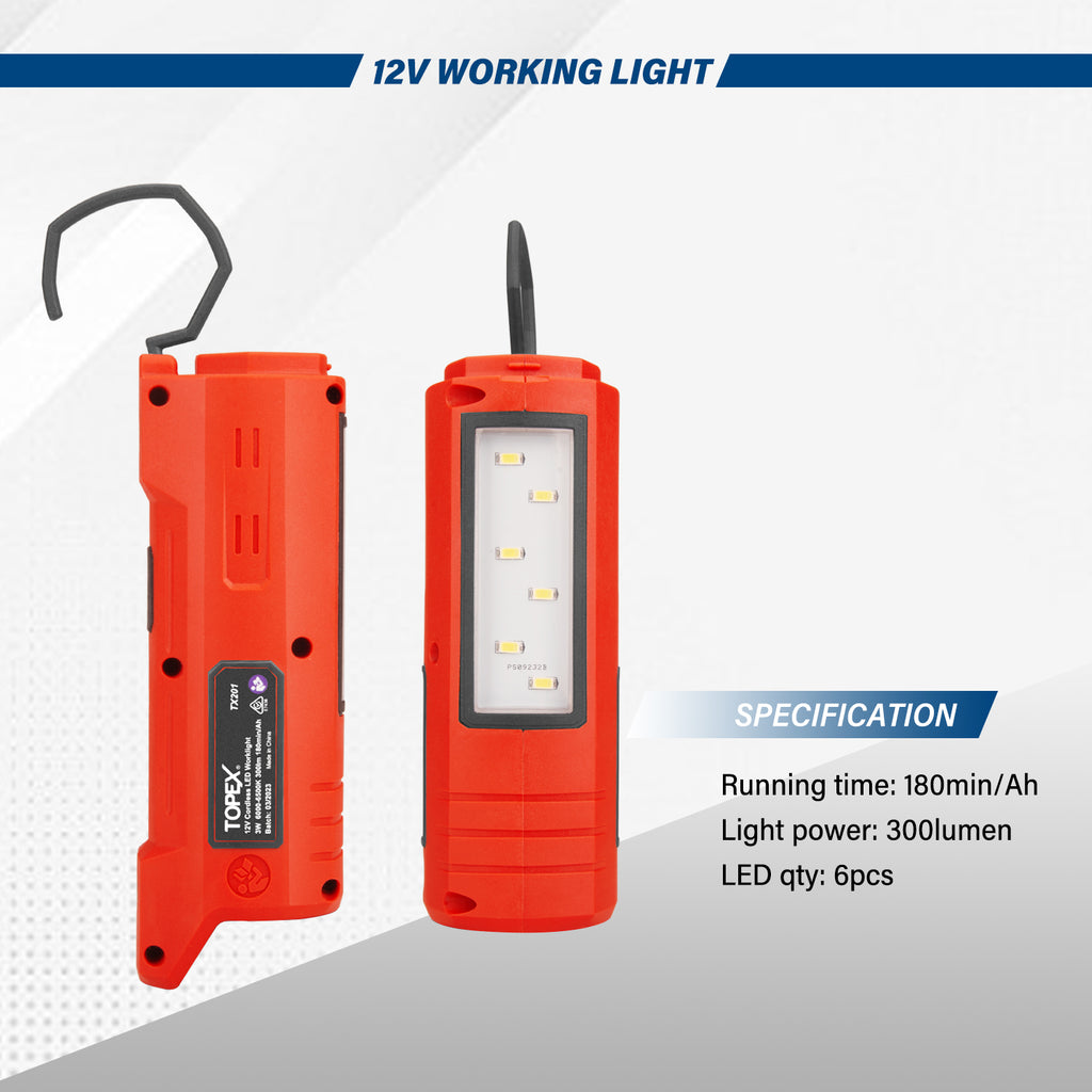 TOPEX 12V Cordless LED Worklight Lithium-Ion LED Torch Skin Only witho ...