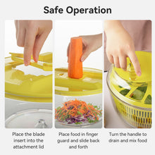 Load image into Gallery viewer, Stelive 11-IN-1 Salad Slicer Salad Spinner Vegetable Chopper Food Choppers Vegetable Slicer Fruit Cutter Food Dicer with Container Hand Guard (Yellow)