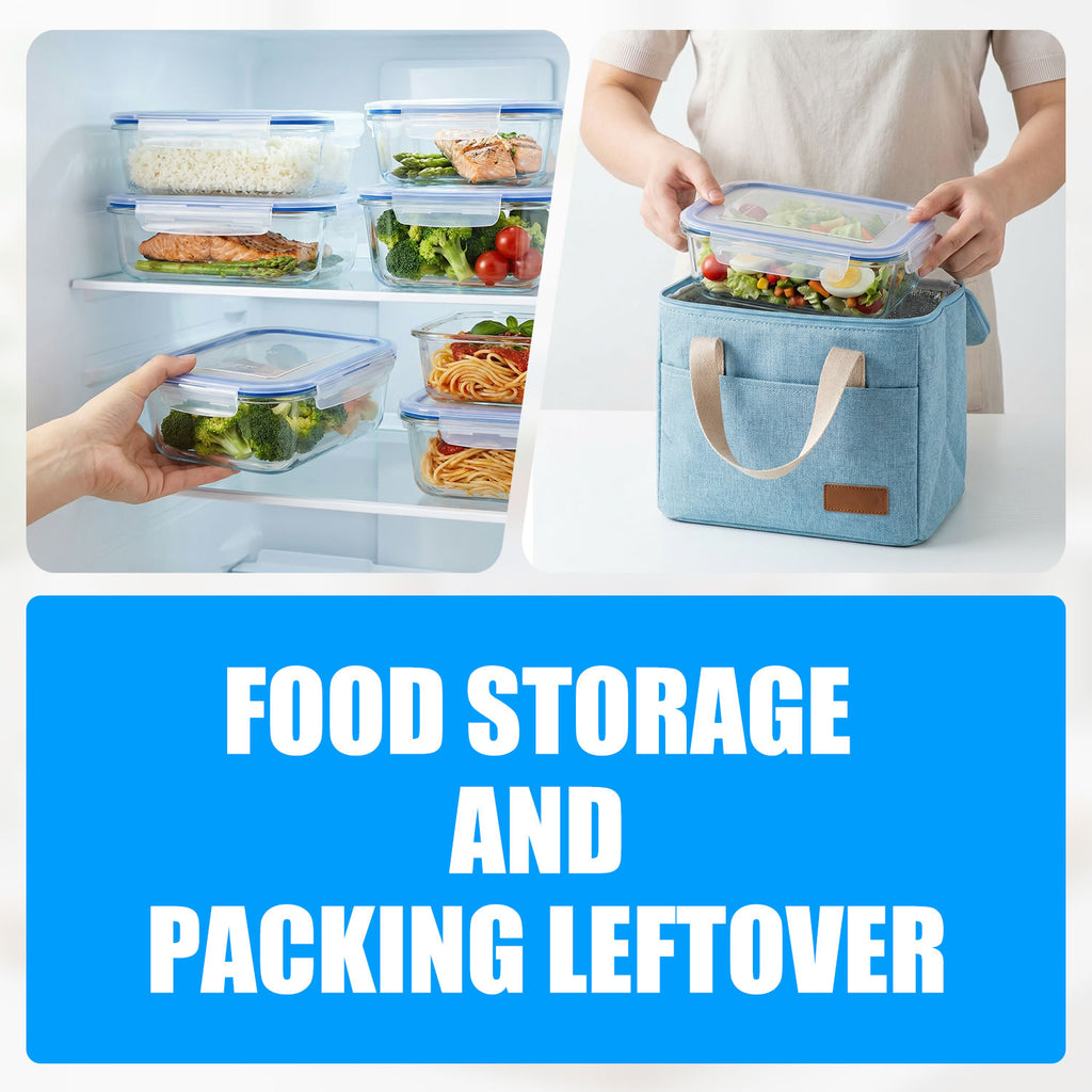 Stelive 10 Pack Glass Storage Food Containers, Glass Meal Prep Containers, Airtight Lunch Bento Boxes with Snap Locking Leakproof Lids, Reusable for Microwave