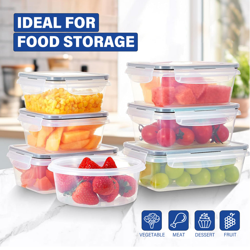 Stelive 24 PCs Food Storage Container Set, Leak Proof Lunch Boxes, BPA-Free Clear Plastic Storage Containers for Home & Kitchen Organization with Labels & Pen