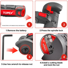 Load image into Gallery viewer, TOPEX 12V Cordless Angle Grinder Skin Only without Battery,with 2 Polishing disc &amp; 1 Wrench for Metal and Wood