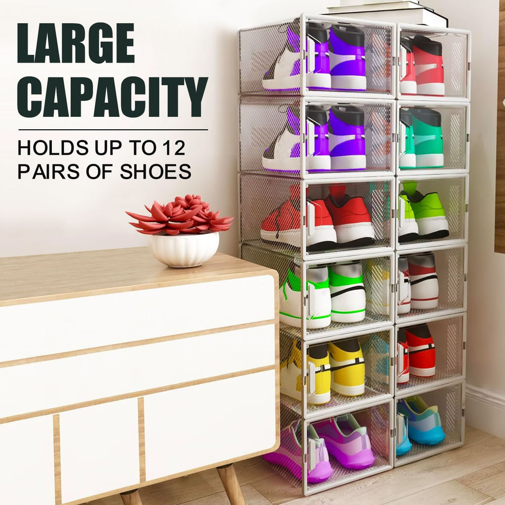 Stelive 12PCS Shoe Display Box Shoe Box Storage Containers Stackable Shoe Storage Box 33x25.4x18.6cm