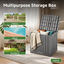 Load image into Gallery viewer, Yarvana Indoor/Outdoor Storage Box 30 Gal/113L with Lockable Lid Ottoman Chair Seat for Toys, Gardening Tools, Waterproof and UV Resistant, Gray