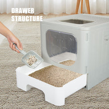 Load image into Gallery viewer, truepal Foldable Cat Litter Box/Basin Pet Toilet Anti-splashing Top Exit Cat Box With Scoop Grey