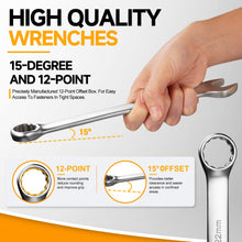 Load image into Gallery viewer, MasterSpec 30pcs Combination Spanner Set | SAE 1/4" to 1", Metric 6mm to 24mm, 15° Offset Box End &amp; 12-Point Design for Automotive Repair Furniture Assembly