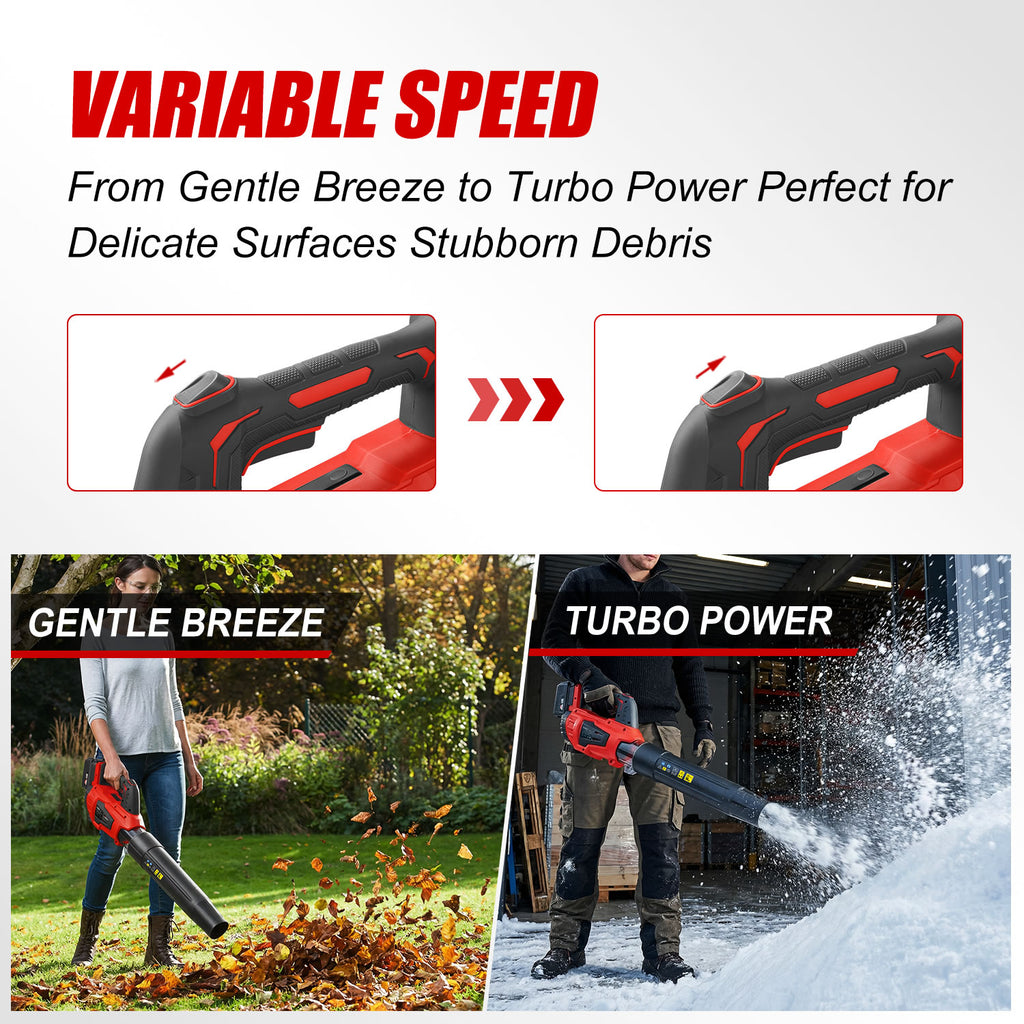 TOPEX 20V MAX Cordless Leaf Blower with 2-Speed Selection, 16,000 RPM, 144km/h Multipurpose Lightweight Leaf Blower Blow with Detachable Nozzle