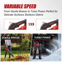 Load image into Gallery viewer, TOPEX 20V MAX Cordless Leaf Blower with 2-Speed Selection, 16,000 RPM, 144km/h Multipurpose Lightweight Leaf Blower Blow with Detachable Nozzle