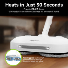 Load image into Gallery viewer, Stelive Steam &amp; Scrub Automatic Electric Steam Mop, Hard Floor Cleaner &amp; Steamer, Powerful Stain Remover, 4 Rotating Pads with Filling Cup, White