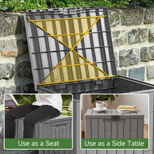 Load image into Gallery viewer, Yarvana Indoor/Outdoor Storage Box 30 Gal/113L with Lockable Lid Ottoman Chair Seat for Toys, Gardening Tools, Waterproof and UV Resistant, Gray