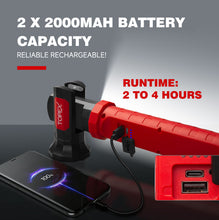Load image into Gallery viewer, TOPEX 2 Pack Rechargeable Work Light, 2000 Lumens Magnetic LED Work Light with Hooks, 360° Rotation 3 Modes Light &amp; 1/4" Thread for Car Repair