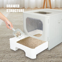 Load image into Gallery viewer, truepal Foldable Cat Litter Box/Basin Pet Toilet Anti-splashing Top Exit Cat Box With Scoop Grey