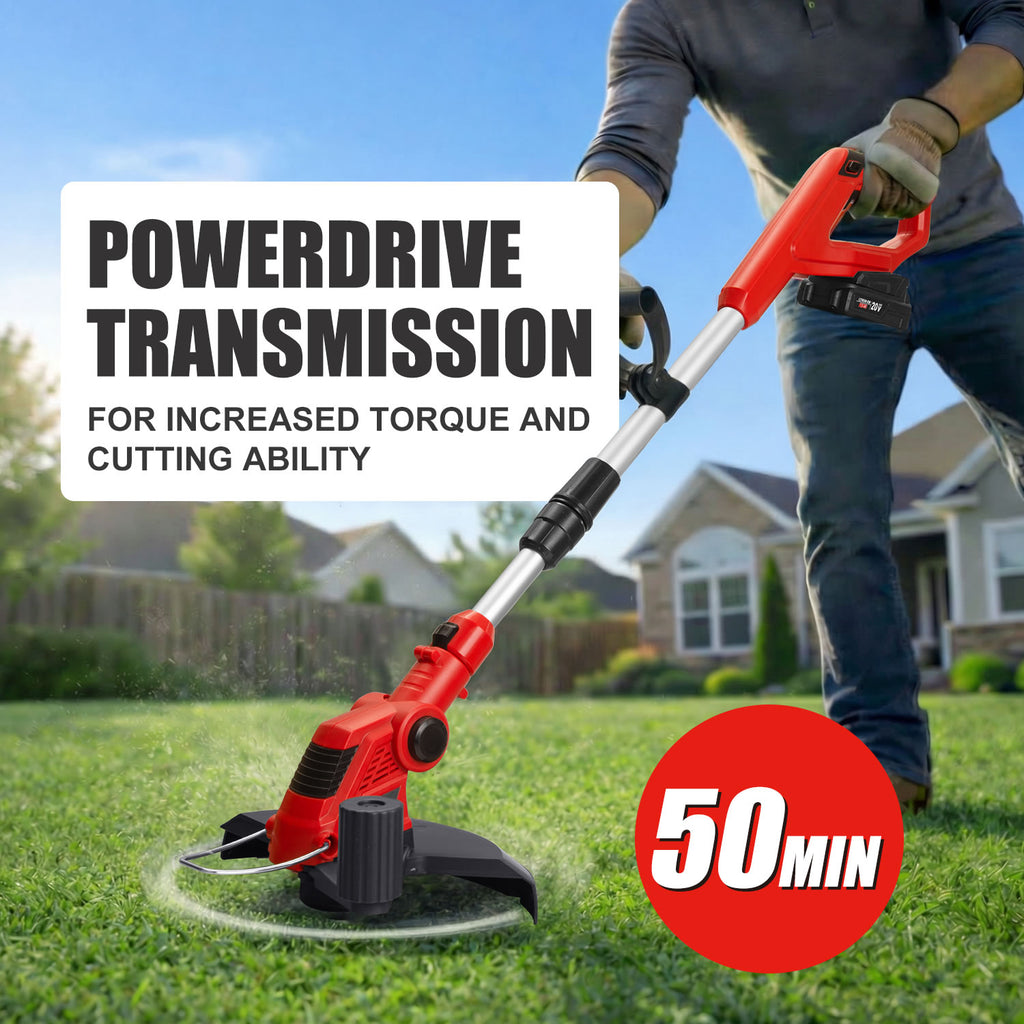 TOPEX 20V Cordless Grass Trimmer, 30cm Grass Trimmer Lawn Mover & Edger Garden Tool, Battery Powered Grass Cutter with Spool Line for Home Yard