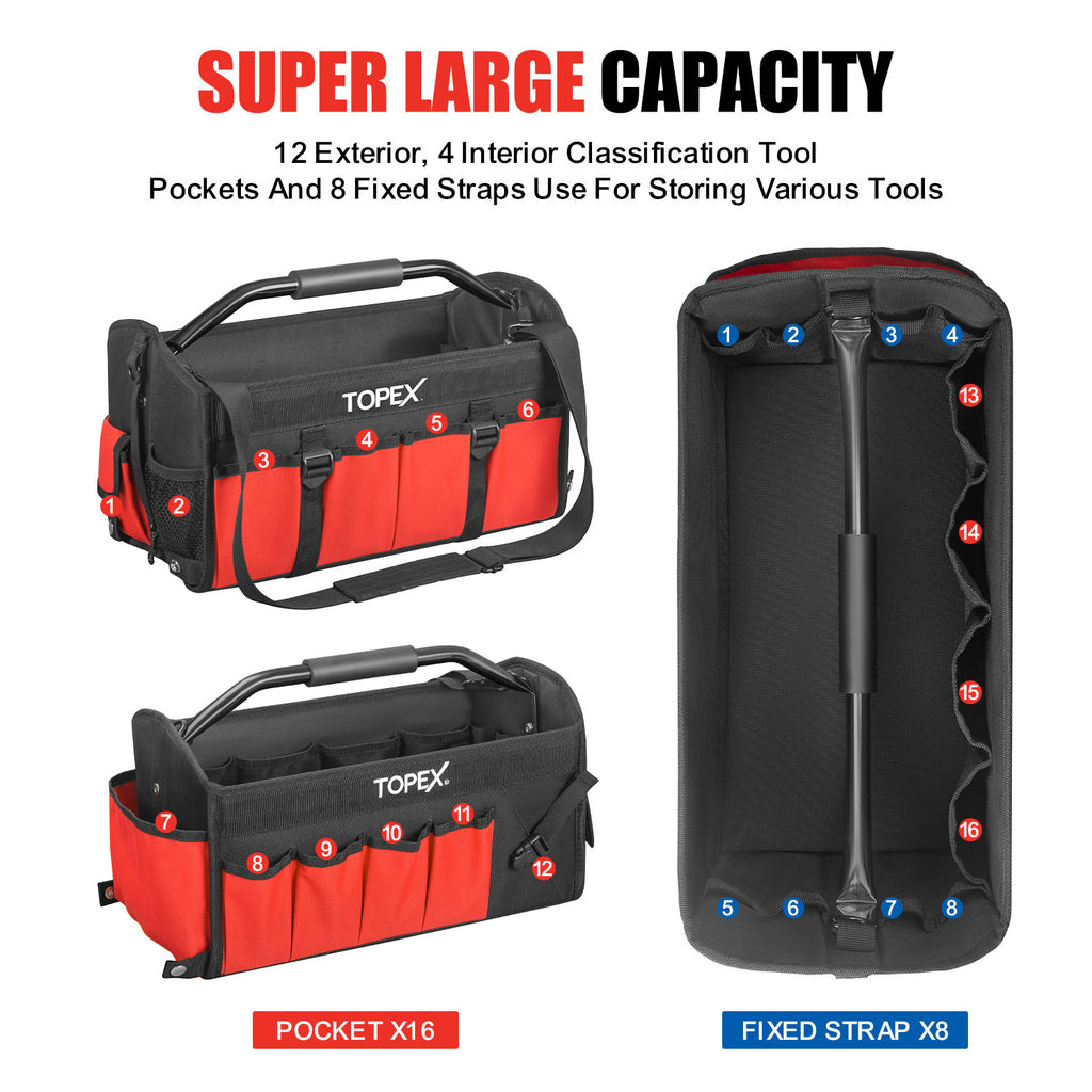 WINHUNT 16-inch Tool Bag, Multi-pocket Tool Organizer with Waterproof Hard Base, Wide Mouth Tool WINHUNT 16-inch Tool Bag, Multi-pocket Tool Organizer with Waterproof Hard Base, Wide Mouth Tool
