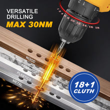 Load image into Gallery viewer, MasterSpec 20V Max Cordless Drill 30N.m 18+1+1 Torque Electric Power Drill Kit w/Li-Ion Battery Pack&amp; Screwdriver Bit Set LED Light