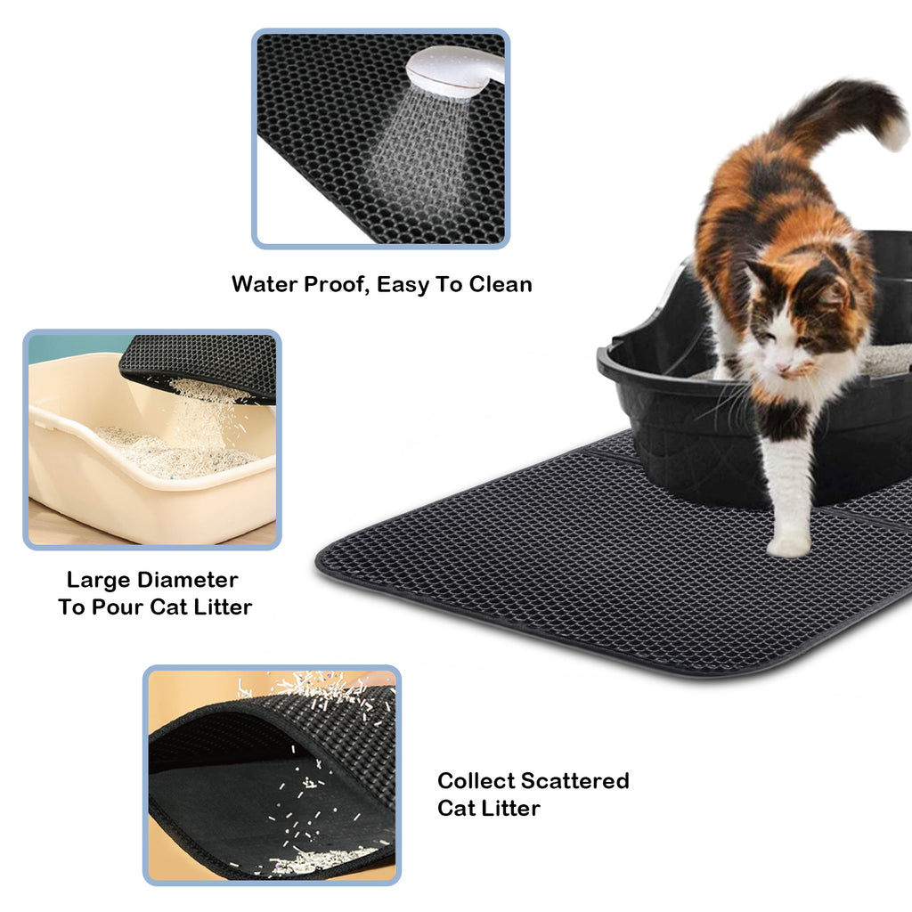 truepal Pink Double-Layer Cat Litter Mat 65 x 45cm Waterproof Trapper Foldable Pad Pet Rug