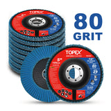 TOPEX 125mm Zirconia Flap Disc, 80 Grit, 10Pack