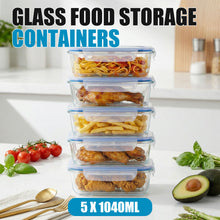 Load image into Gallery viewer, Stelive 5 Pack Glass Storage Food Containers, Glass Meal Prep Containers, Airtight Lunch Bento Boxes with Snap Locking Leakproof Lids, Reusable for Microwave