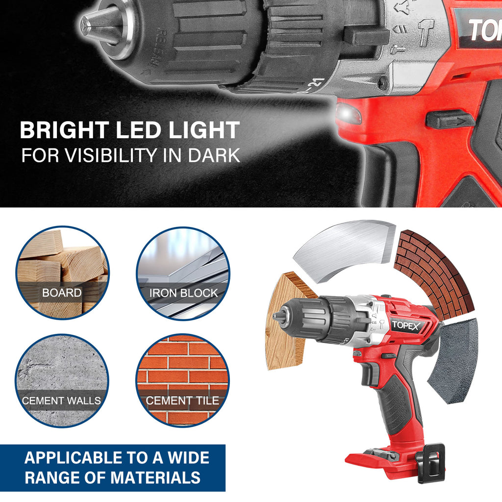 TOPEX 20V Cordless Power Tool Kit Cordless Drill Angle Grinder w/ 4.0Ah Battery & Fast Charger