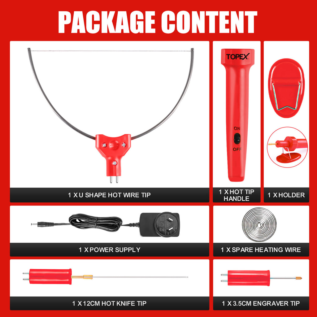 TOPEX 3-in-1 Hot Wire Foam Cutter Styrofoam Cutting Tool Set