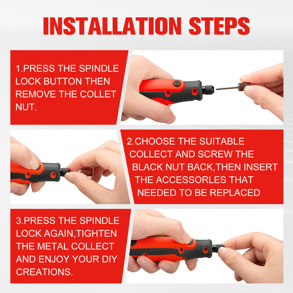 TOPEX 4V  MAX Cordless Mini Grinder, 3-Speed Electric Rotary Tool & Engraving Pen with 31 Accessories