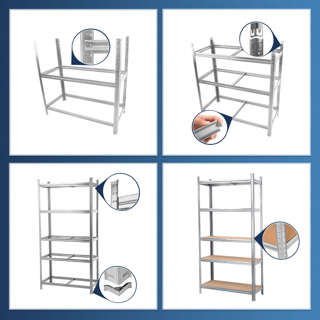 MasterSpec 2Pcs Garage Shelving Warehouse Shelf unit Storage Rack 1.8x0.9m