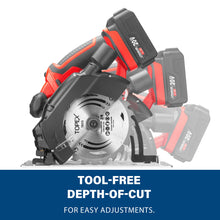 Load image into Gallery viewer, TOPEX 20V Circular Saw, with 4.0Ah Battery &amp; Charger, 4,300RPM, 0°- 45° Bevel Cutting